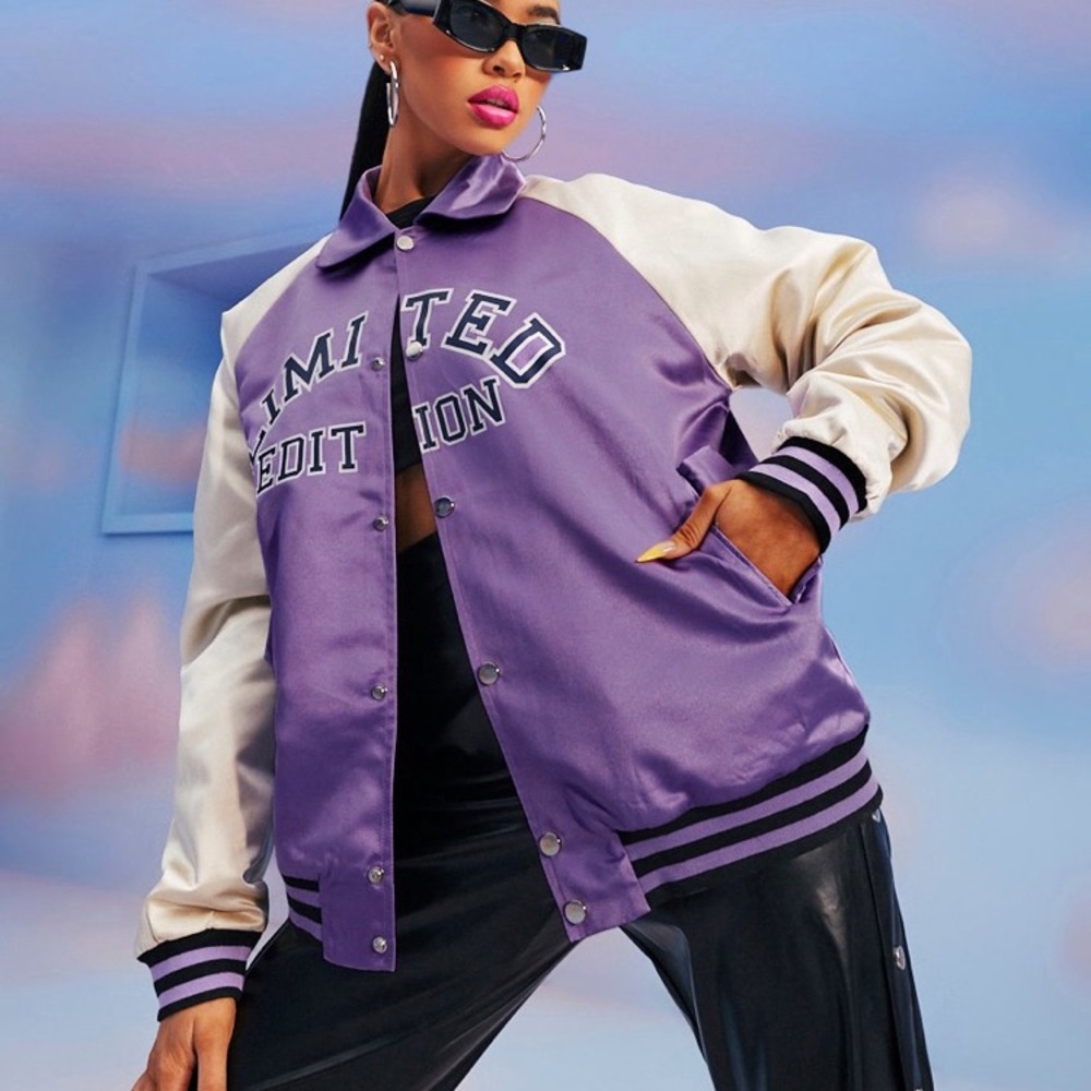 Boohoo Satin Varsity Bomber